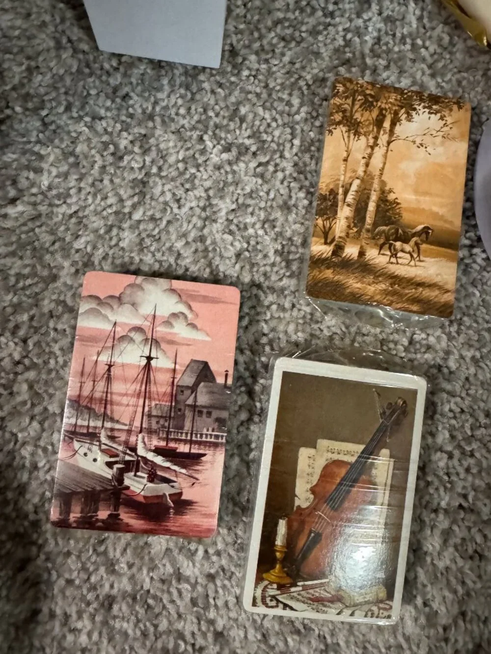 Vintage Mini Playing Cards Set of 3 Sealed Plastic Coated Decks